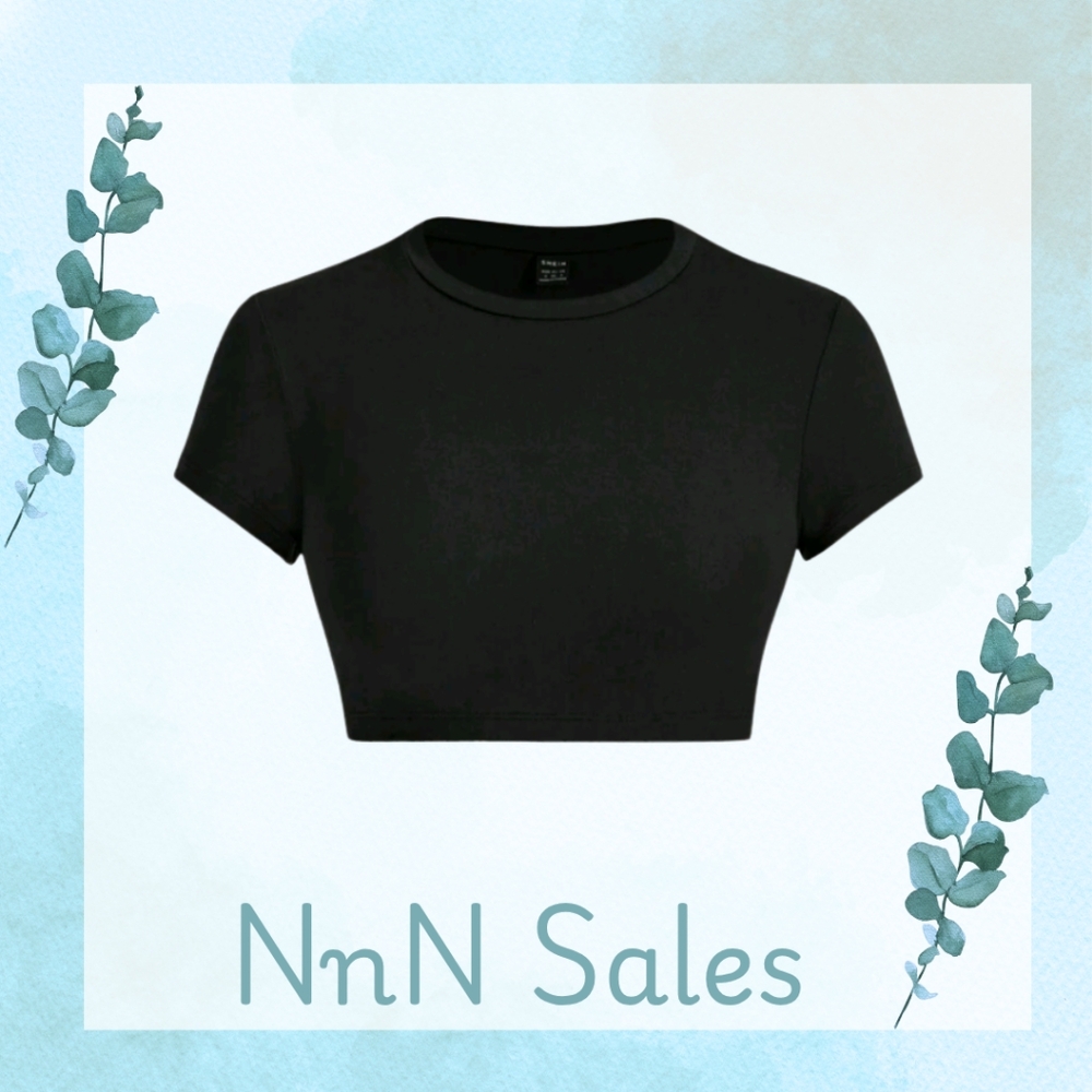 SHEIN Classic Black Short Sleeve Crop Top